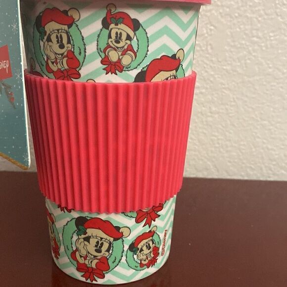 🎄🎄Disney Mickey Mouse Minnie Mouse Christmas 16 oz Tumbler Travel Mug with Lid - Picture 4 of 5
